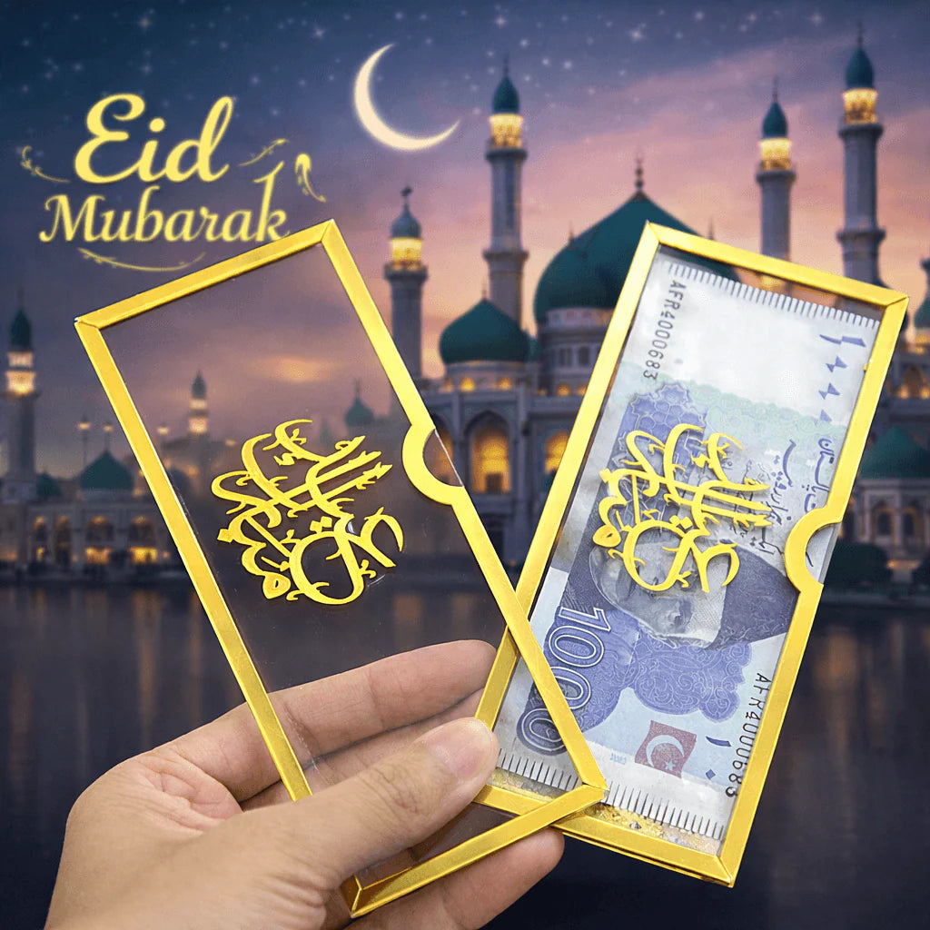 Customized Eidi Envelope & Box – Acrylic Eid Mubarak